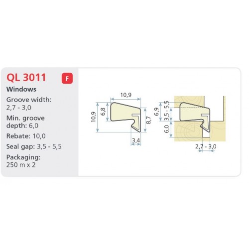 SofSeal Timber/uPVC Window/Door 'P' Gasket/Seal (Large)